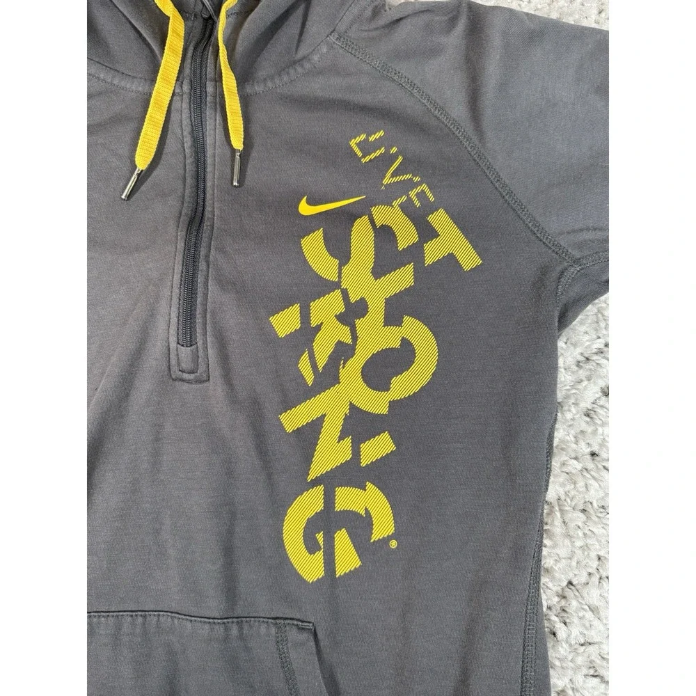 Nike Live Strong Hoodie Women's S Black Yellow 1/4‎ Zip Pockets Long Sleeve